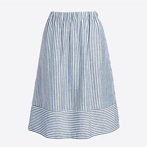 J crew blue linen striped skirt